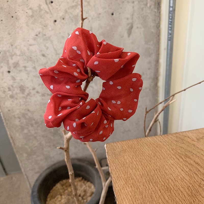 Buộc tóc scrunchies - buộc tóc vải chấm bi dễ thương phong cách hàn quốc hot trend pkhn0267