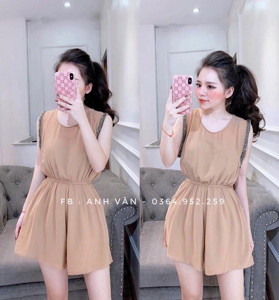 Sét jumpsuit voan 2 lớp viền kim sa 45~55-qh