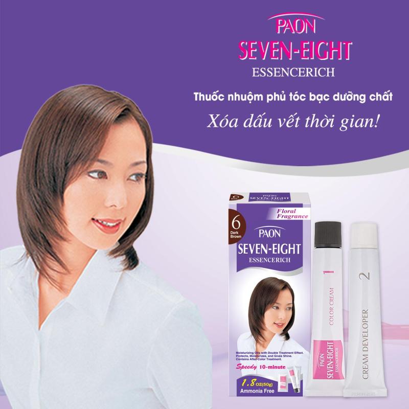 Nhuộm phủ bạc dưỡng chất hương Hoa cỏ nhanh 7 phút SEVEN EIGHT số 6 Nâu đậm (50g+50g) Nhật bản