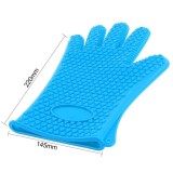 1 cặp Xanh Dương chống trơn trượt Silicone Mềm Đôi Găng Tay có Hiệu Suất Cách cho Nhà Bếp/Nhà Hàng-quốc tế