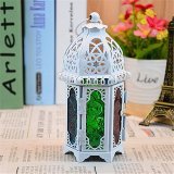 1 PC Classic Moroccan Decor Candle Holders Votive Iron Glass Hanging Candlestick Candle Lantern Party Home Wedding Decor - intl