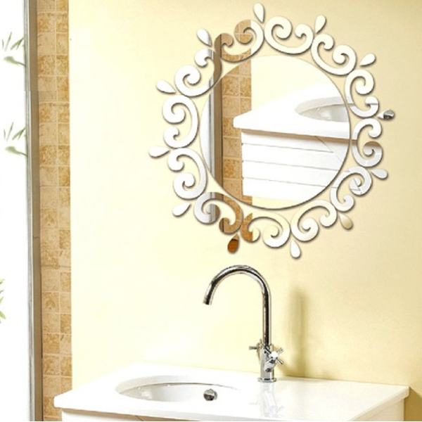 1 Pcs 3D Stereo Acrylic Mirror Posted DIY Mirror Restroom Decorative Entrance Wall Stickers - intl