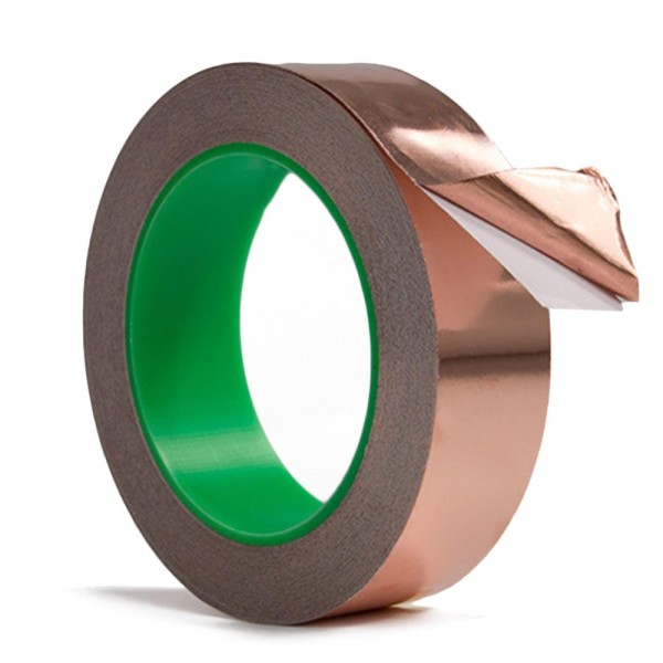 1 Roll 0.79inch x 22 Yard Adhesive Copper Foil Tape EMI Shielding Conductive Heat Insulation for Electronics Repairing - intl