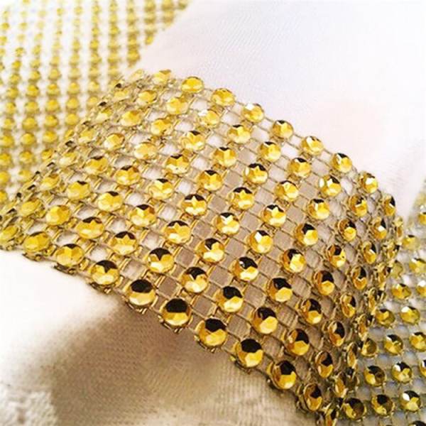 100x Diamond Mesh Wrap 8 Rows Rhinestone Napkin Ring Party Chair Sash Decor