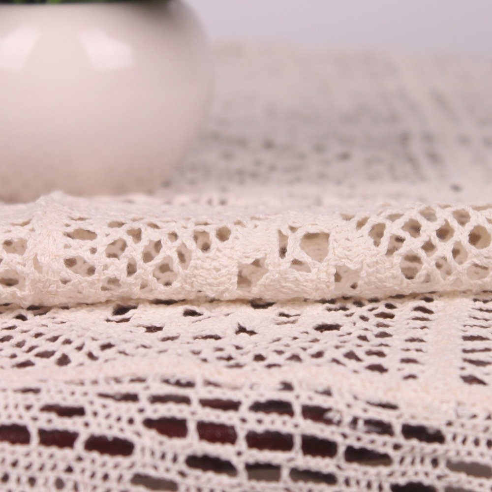 110*110cm Handmade Vintage Beige White Crochet Tablecloth Rectangular Saure / Christmas Decorative Wedding Crocheted Table Cover - intl