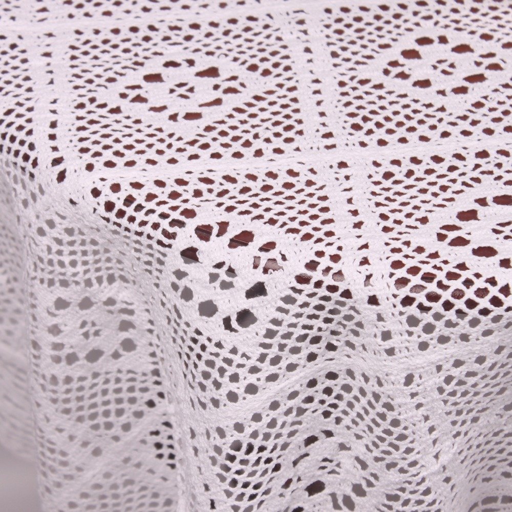 110*110cm Handmade Vintage Beige White Crochet Tablecloth Rectangular Saure / Christmas Decorative Wedding Crocheted Table Cover - intl