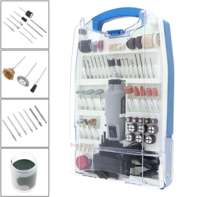 110pcs/set Rechargeable DC 12V Electric Grinder Set with Various Wheelhead and Steel Wire Brush for Polishing / Drilling - intl