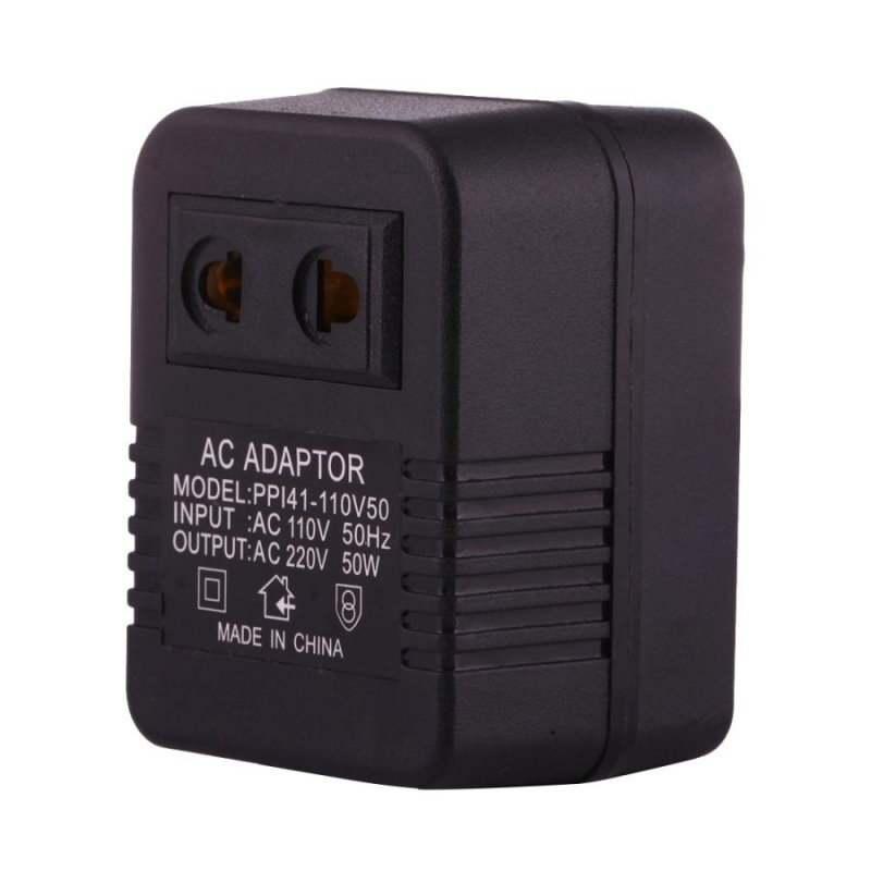 110V To 220V 50W AC Power Socket Adapter, EU/US Plug To US Plug(Black) - intl