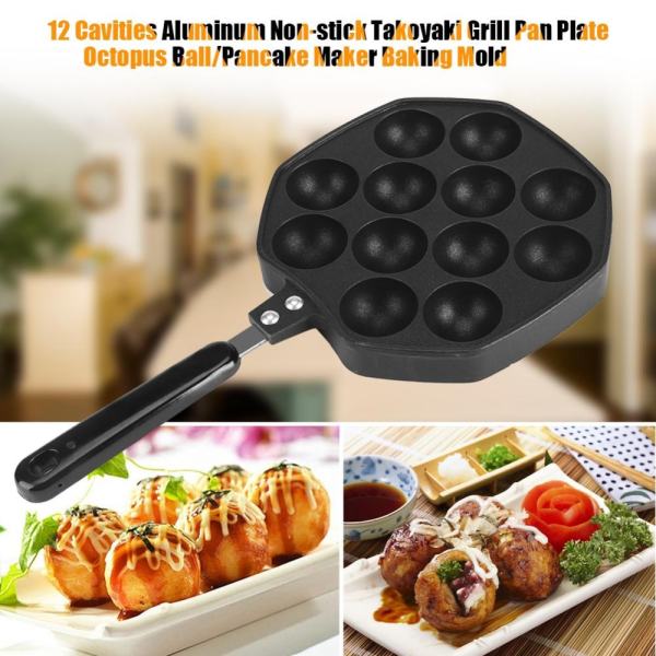 12 sâu răng Nhôm Không dính Takoyaki Nướng Chảo Đĩa Bạch Tuộc Bóng/Tỳ Hưu Máy Làm Khuôn Nướng Bánh-quốc tế