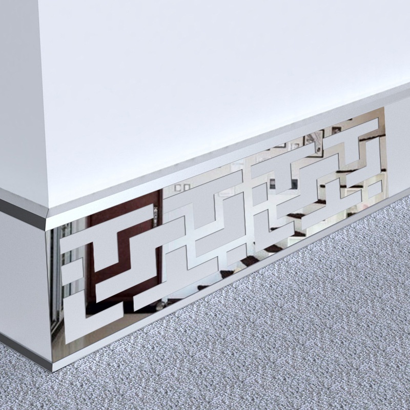 12 cái 7.5x28 Rời Gương Acrylic Dán TIVI Phòng Khách Phông Nền Dòng 3D Khắc Gương Dán Tường- quốc tế