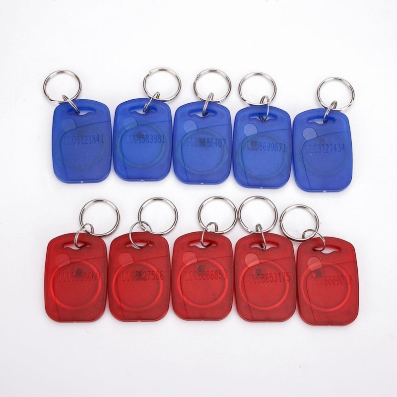 125KHZ Smart Read Only ID Card Key Chain Fob Red+Blue Transparent Plastic - intl