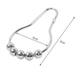 12pcs Metal Polished Bathroom Shower Curtain Rings Hooks with 5 Roller Balls - intl