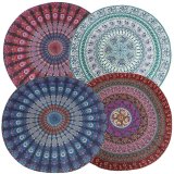 150cm Bohemian Style Mandala Round Bed Towel Thin Chiffon Beach Yoga Sheet Tapestry Blue Elephant - intl