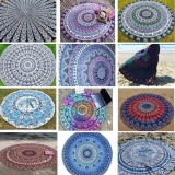 150cm Bohemian Style Mandala Round Bed Towel Thin Chiffon Beach Yoga Sheet Tapestry Blue Elephant - intl