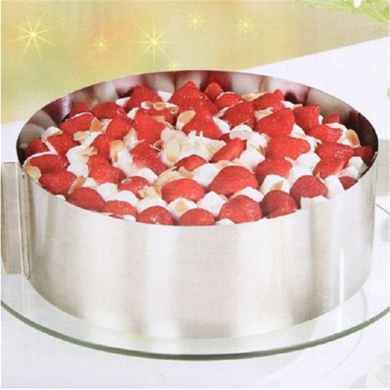 16-30cm Retractable Stainless Steel Circle Mousse Ring Baking Tool Set Cake Mould Mold Size Adjustable Bakeware ,Silver - intl