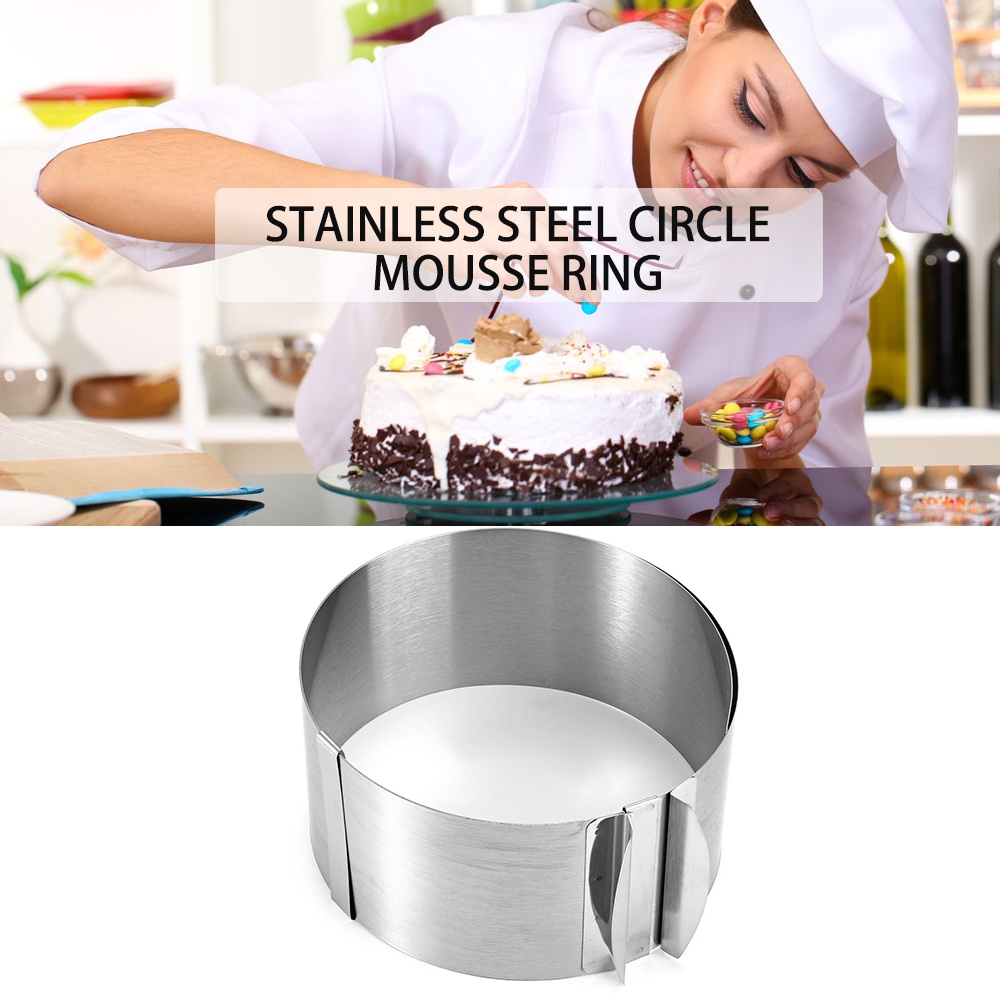 16-30cm Retractable Stainless Steel Circle Mousse Ring Baking Tool Set Cake Mould Mold Size Adjustable Bakeware ,Silver - intl