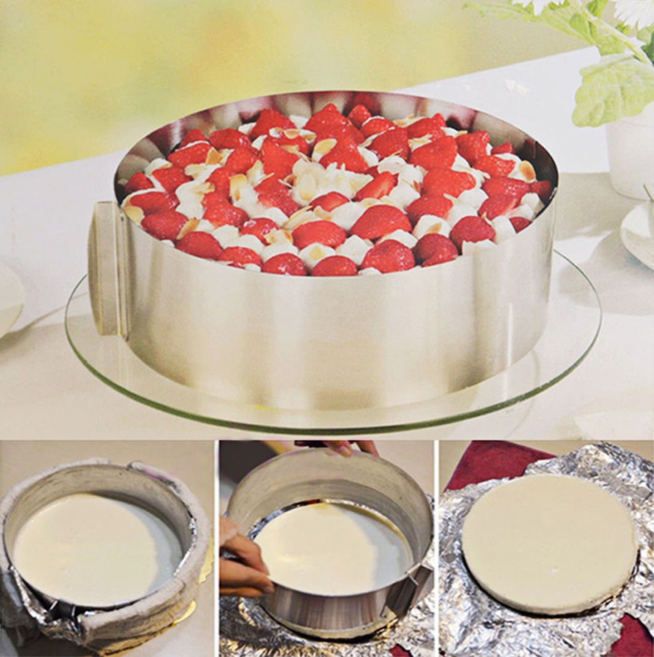 16-30cm Retractable Stainless Steel Circle Mousse Ring Baking Tool Set Cake Mould Mold Size Adjustable Bakeware ,Silver - intl