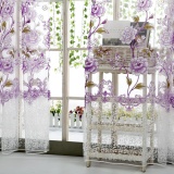 1pcs 1pc Peony Curtain Living Room Bedroom Home Door Window Curtain(Purple)(Note:you may need 2pcs)