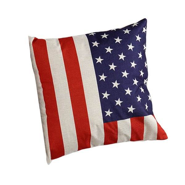 Bông tấm áo gối 1 cái Vải Lanh Cotton Vuông Trang Trí Vỏ Gối Không Chất Độn Nỗi Nhớ Cờ Pillowcover USA-XANH DƯƠNG