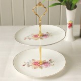 1set 3 or 2 Tier Cake Plate Stand Handle Fitting Hardware Rod Plate Stand LKJ 2Gold - intl