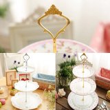1set 3 or 2 Tier Cake Plate Stand Handle Fitting Hardware Rod Plate Stand LKJ 2Gold - intl
