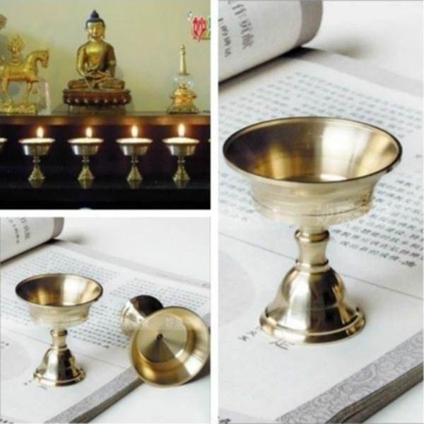 2 cái Ghee đui đèn Cao 6 cm đèn Tây Tạng Đồng Bơ đèn dầu bọc đồng Phật Giáo đồ tiếp tế-quốc tế