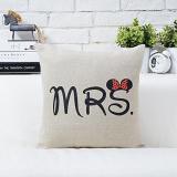 2 PCS 45 x 45cm Home Car Office Decorative Mr and Mrs Pattern Cotton Linen Square Throw Pillow Case Cushion Cover Pillowcase without Pillow Inner - intl