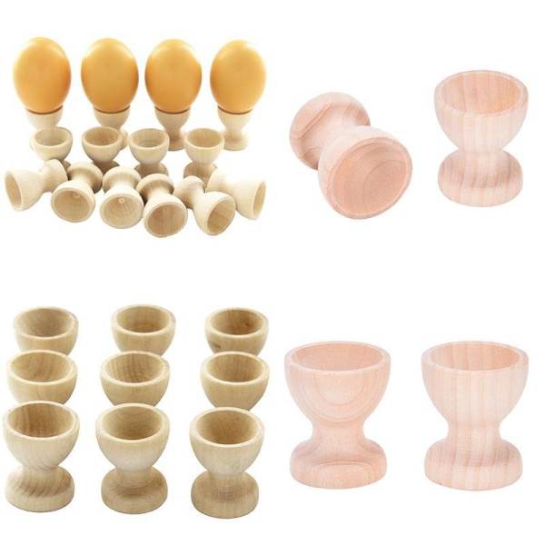 2 Pcs Egg Cup Holder Wooden Kitchen Dinning Table DIY Crafts Home Garden Decor - intl