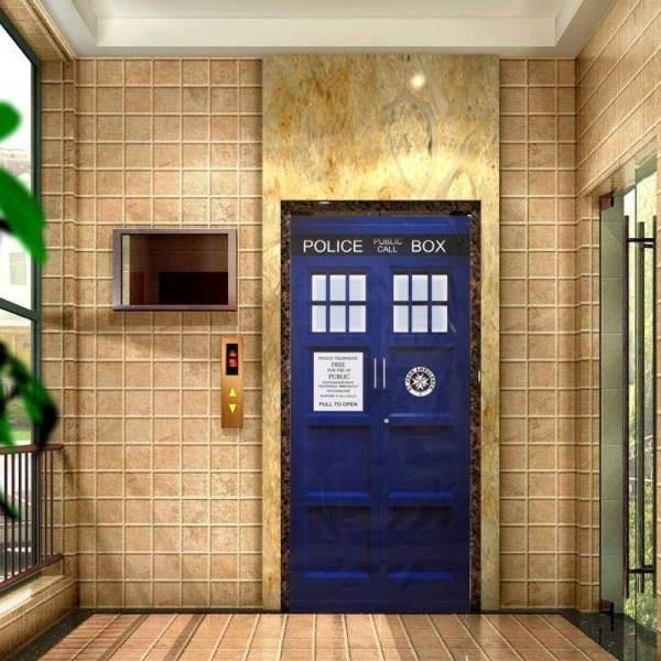 (203 cm * 81 cm) Đồ trang trí treo tường of bác sĩ Ai Tardis Cửa kiểu Fathead\r\nMiếng dán Phòng tắm Sáng tạo 3D Hình Dán Ngộ Nghĩnh-quốc tế