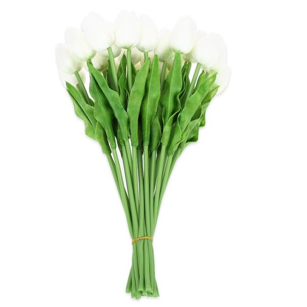 20 cái PU Nhân Tạo Hoa Tulip Hoa Nhà Công Sở Dự Tiệc Cưới Trang Trí (Màu Trắng)-quốc tế