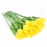 20 cái PU Nhân Tạo Hoa Tulip Hoa Nhà Công Sở Dự Tiệc Cưới Trang Trí (Vàng)-quốc tế