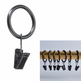 2/10/16pcs Iron Window Curtain Rod Pole Clothes Hanging Ring with Clips Black - intl