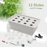 220V 50Hz 12 Holes Plastic Hydroponic Grow Kit Bubble Tub Deep Water Culture - intl