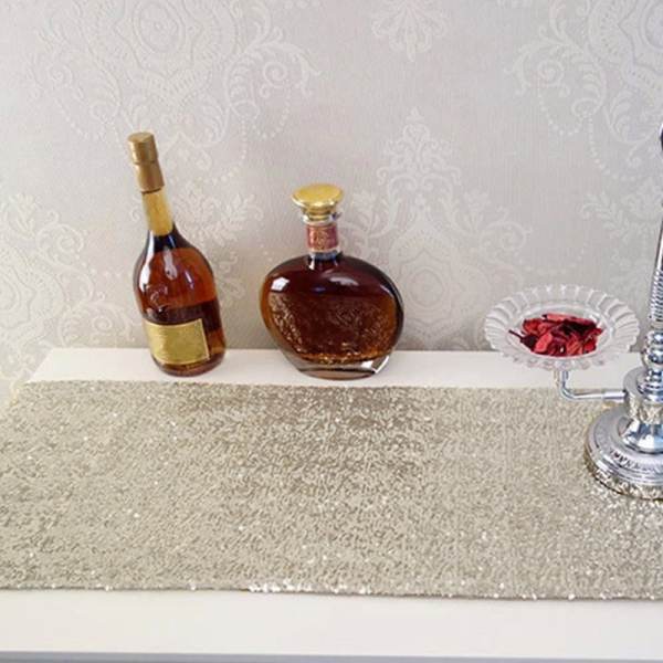 25x270 cm Bạc Sequin Lấp Lánh Bling Bàn Runner cho Tiệc Cưới-quốc tế