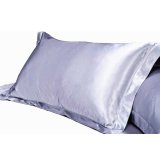 2pc Standard Silk~y Satin Pillow Case Multiple Colors Silver - intl