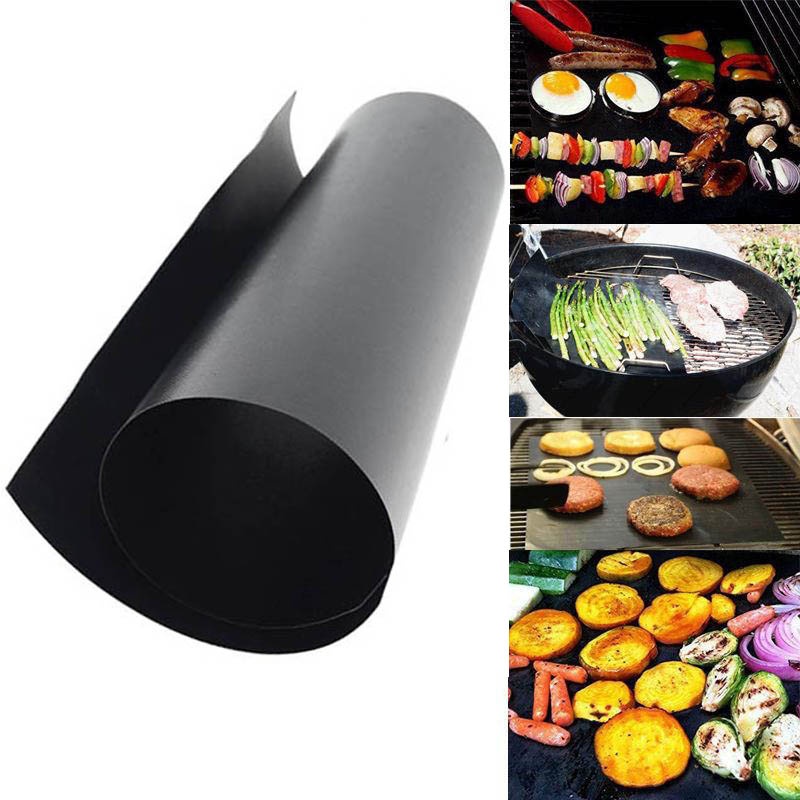 2pcs BBQ Tools Teflon Baking Mat Barbecue Grill for Outdoor,Non-stick Reusable Round Pad Sheet Bake Accessories Churrasco - intl