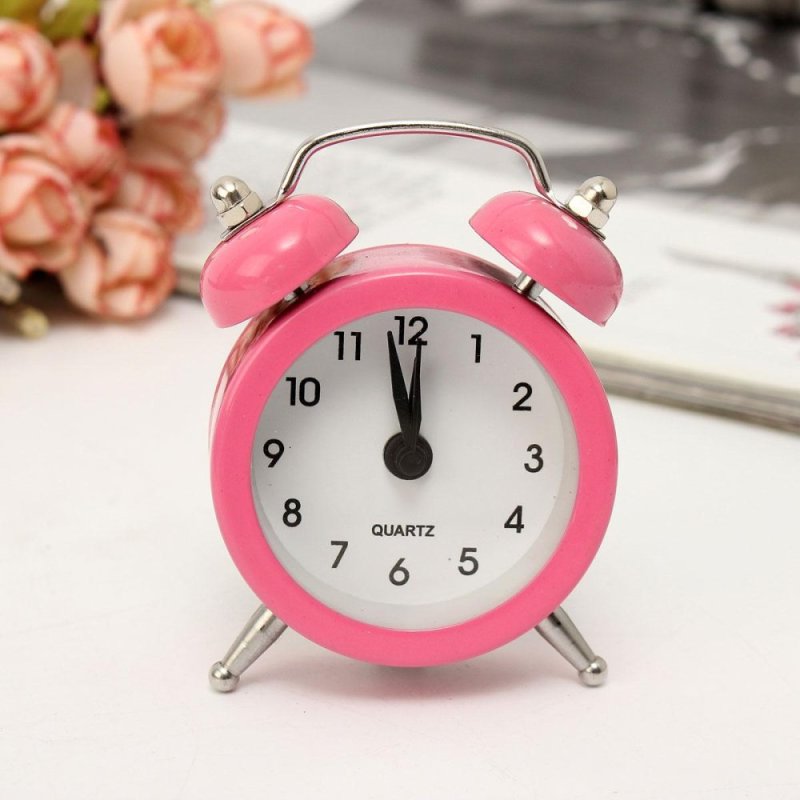2 cái Màu Hải Chuông Đồng Hồ Báo Thức Truyền Thống Thạch Anh Đầu Giường Để With Đèn Ban Đêm màu Hồng-quốc tế bán chạy