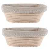 2Pcs Handmade Oval Banneton Brotform Bread Dough Rising Proofing Rattan Basket - intl