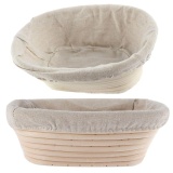 2Pcs Handmade Oval Banneton Brotform Bread Dough Rising Proofing Rattan Basket - intl