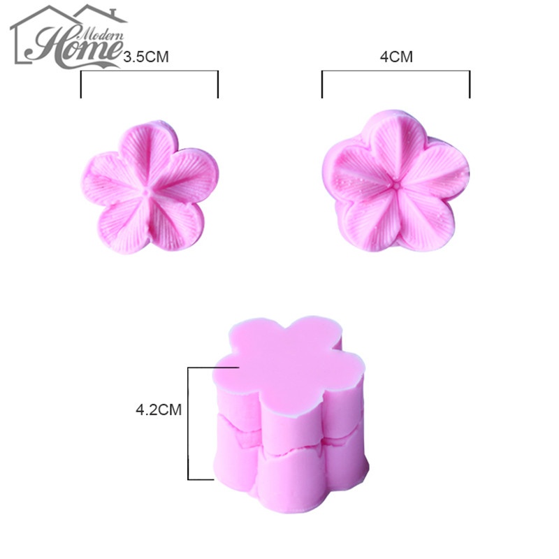 2pcs Plum Petal Flower Leaf Veiner Silicone Mold Cake Decorating Fondant Flower Sugarcraft Cake Mold Wedding Decoration DIY,Pink - intl