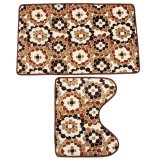 2pcs Set Absorbent Cotton Bath Pedestal Mat Toilet contour Rug Non Slip Washable Multicolor Flower - intl