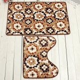 2pcs Set Absorbent Cotton Bath Pedestal Mat Toilet contour Rug Non Slip Washable Multicolor Flower - intl