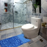 2Pcs Set Bath Non-Slip Mat Toilet Contour Cover Rug Bathroom Floor Stone Pattern - intl