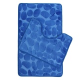 2Pcs Set Bath Non-Slip Mat Toilet Contour Cover Rug Bathroom Floor Stone Pattern - intl