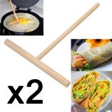 2X Gỗ Cào Tròn Nướng Bánh Pancake Crepe Đầm Xòe Bếp Bộ Dụng Cụ TỰ LÀM-quốc tế