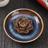 3 Stick Hole Holder Ceramic Incense Burner Buddha Glaze Lotus Censer Plate Cones - intl