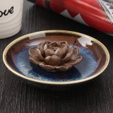 3 Stick Hole Holder Ceramic Incense Burner Buddha Glaze Lotus Censer Plate Cones - intl