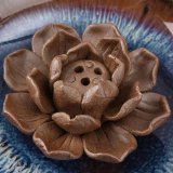 3 Stick Hole Holder Ceramic Incense Burner Buddha Glaze Lotus Censer Plate Cones - intl