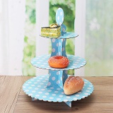 3 tầng TỰ LÀM Giấy Cupcake Đứng Dissert Kẹo Lưu Trữ Tiệc Cưới Bánh Màn Hình Hiển Thị Màu Xanh -quốc tế