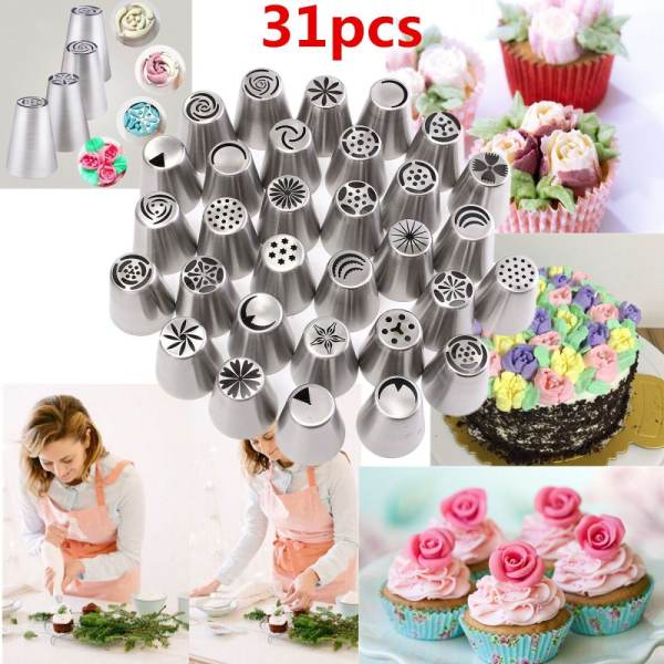 31 phong cách Mới Nga Tulip Ống Dạng Ống Dẫn Đầu Bánh Trang Trí Đầu Dụng Cụ Nướng Bánh DIY-quốc tế